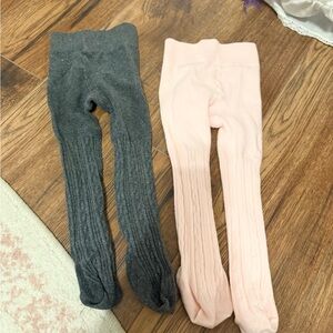 Amazon Kids Cable Knit Tights - Charcoal and Light Pink